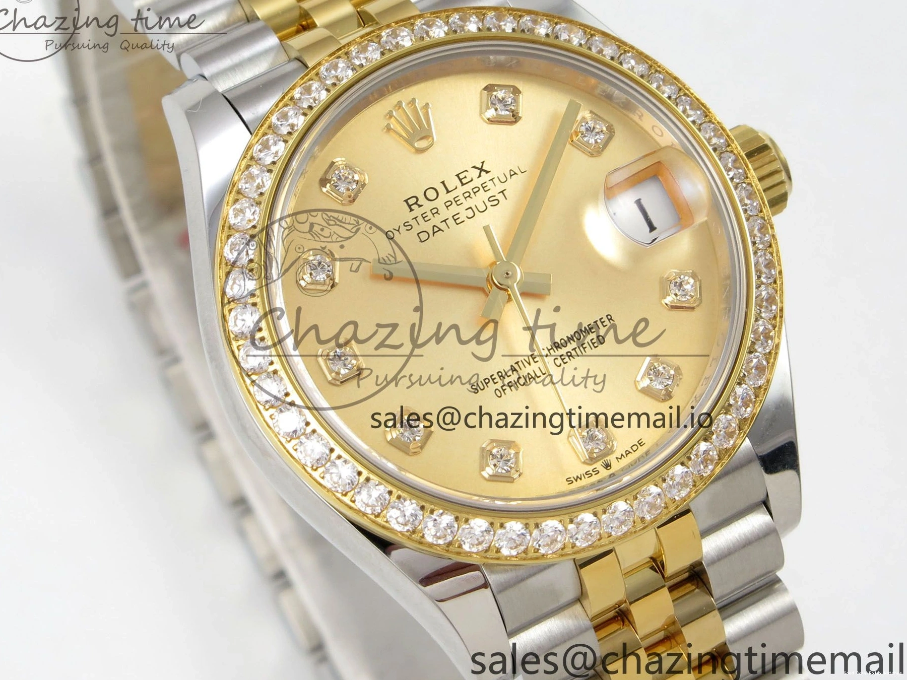 Good Copy Rolex Watches YG Diamonds Steel Bracelet 31 Jubilee THBF YG DateJust 1:1 Dial Edition Bezel SS 278383RBR 904L HZ Vibrant on Best 46 Diamonds Cal. 1220